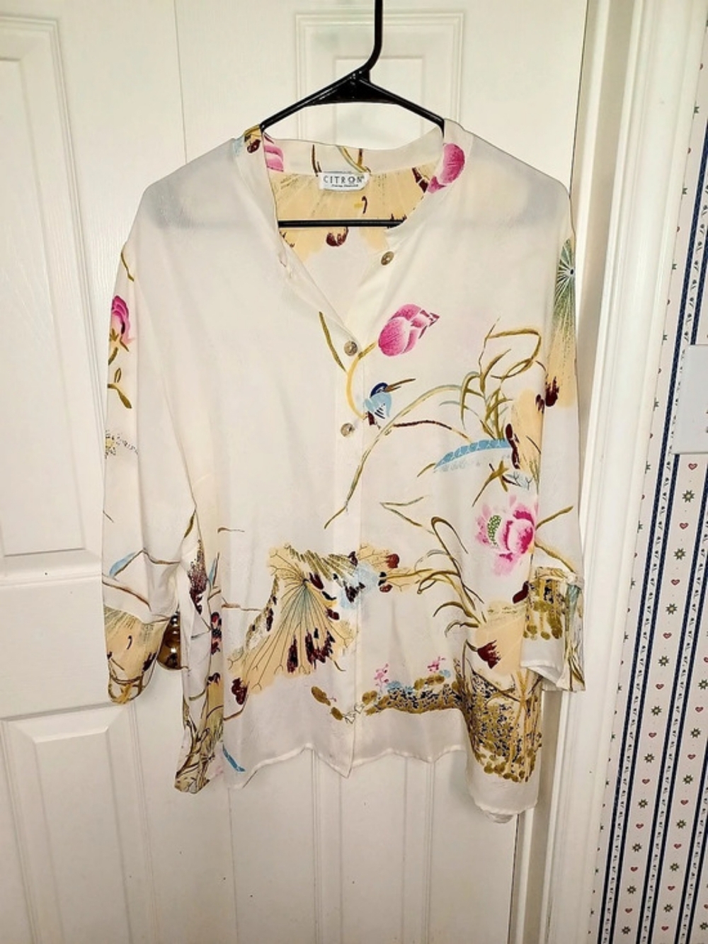 Citron Floral Blouse in White & Pink